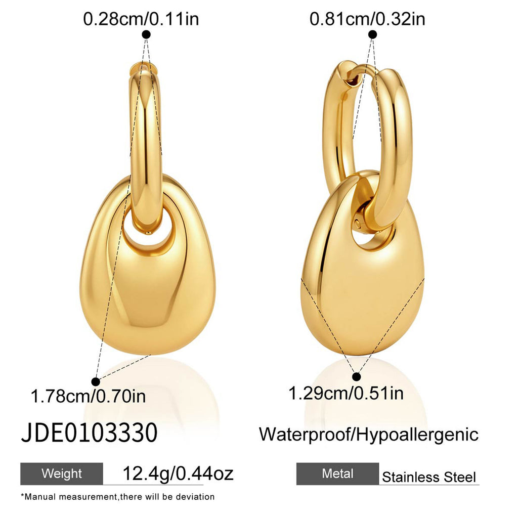 Gold tone pebble drop dimensions and material reference