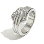 silver-finish pavé heart ring on a white background