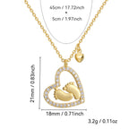 baby footprint heart necklace dimensions with 45 plus 5 cm chain and 3.2 g listed weight