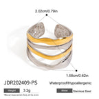 Two-Tone Sculptural Stainless Steel Ring Collection — eighth open ring option