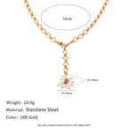 Faux pearl flower Y necklace specification image showing 50 cm chain length