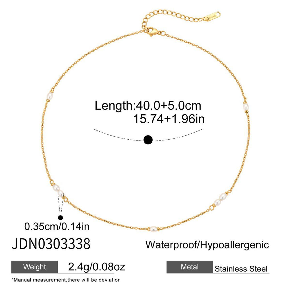 Fine white station necklace measurement image