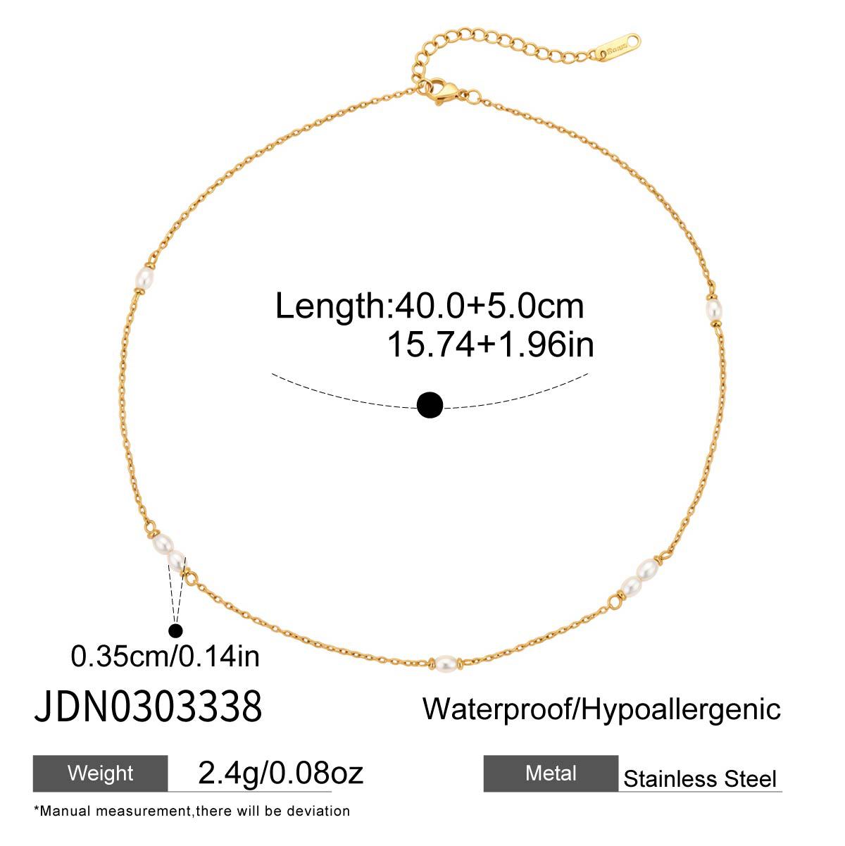 Fine white station necklace measurement image