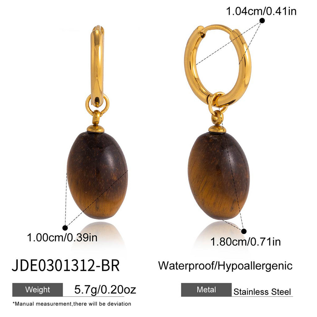 Brown oval accent hoop earrings