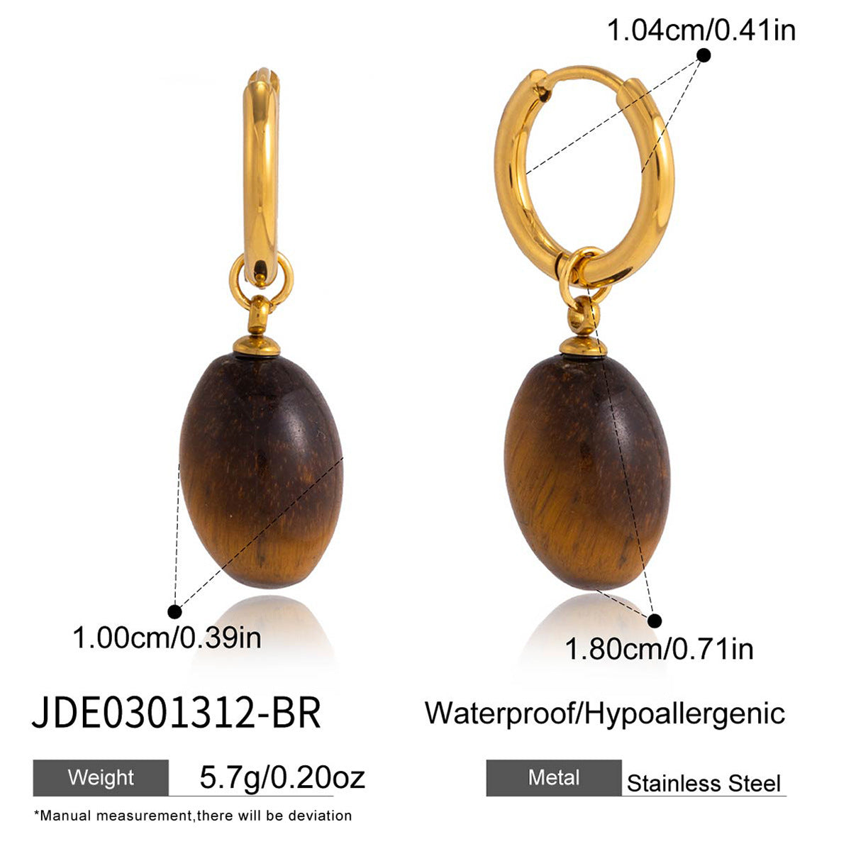 Brown oval accent hoop earrings