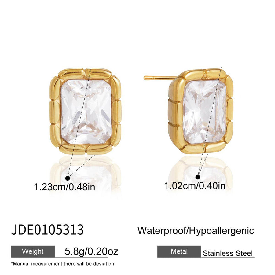 Rectangular zirconia stud dimensions and material chart