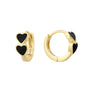 Gold Plated 925 Sterling Silver Colorful Double Heart Hoop Earrings — black hearts