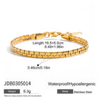 Narrow textured link bracelet measurement reference