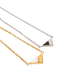 Mixed-Finish Geometric Shell Stainless Steel Pendant Necklaces — wholesale view 4