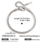 Silver tone snake bracelet length and width diagram