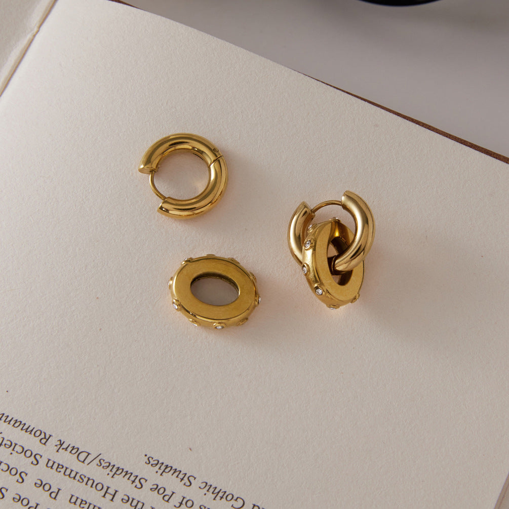 Hoop and oval drop shown separately beside an assembled earring