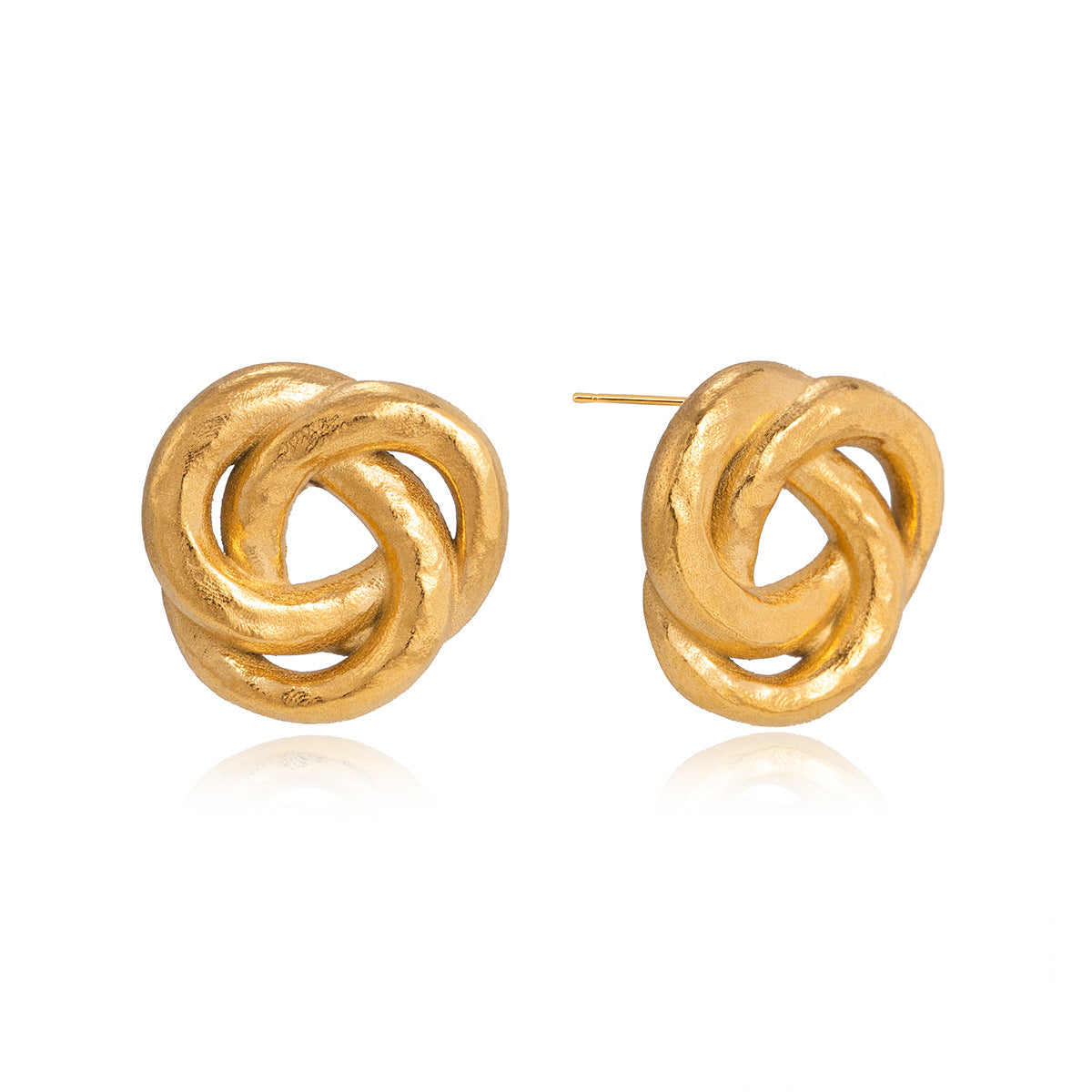 Open-center knot earring pair on white
