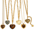 Gold-tone stainless steel heart necklace style assortment