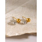 Two-Tone Bead Stainless Steel Stud-Drop Earrings – product view 1