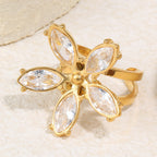 front angle of six marquise stones arranged as a flower