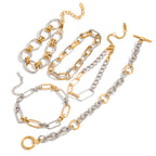 Two-Tone Stainless Steel Chain Bracelet Collection – front view