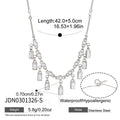 Stainless steel fringe necklace showing 42 plus 5 cm length