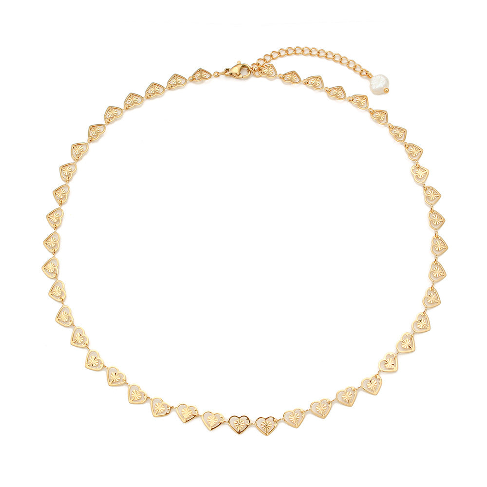 front product view of repeating open heart necklace