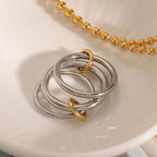 Two-Tone Stacked Stainless Steel Band Ring — wholesale view 2