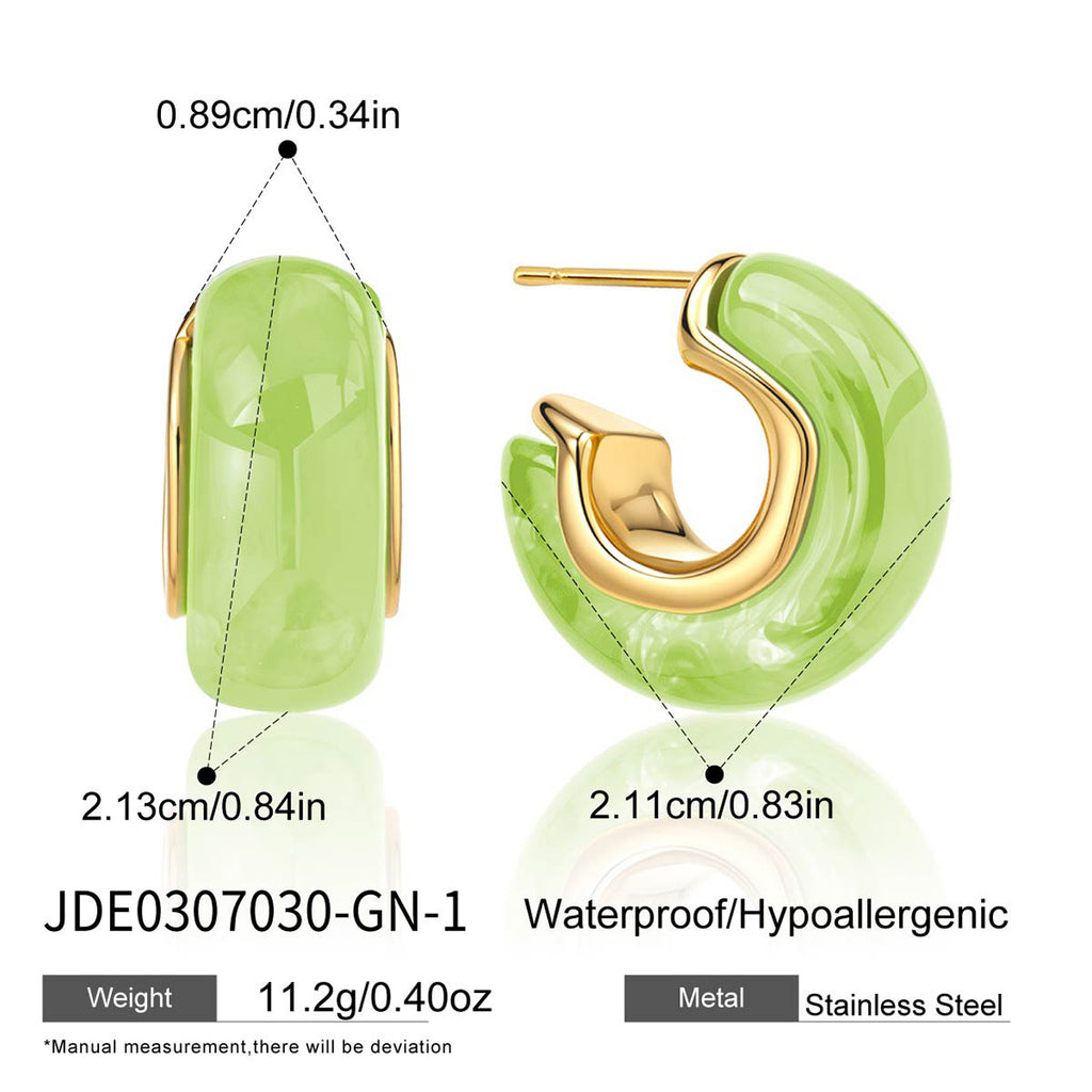 Light green faceted resin hoop dimensions and open profile
