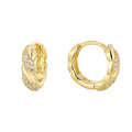gold plated 925 sterling silver twisted pavé huggie hoop earrings — product image 6 of 9