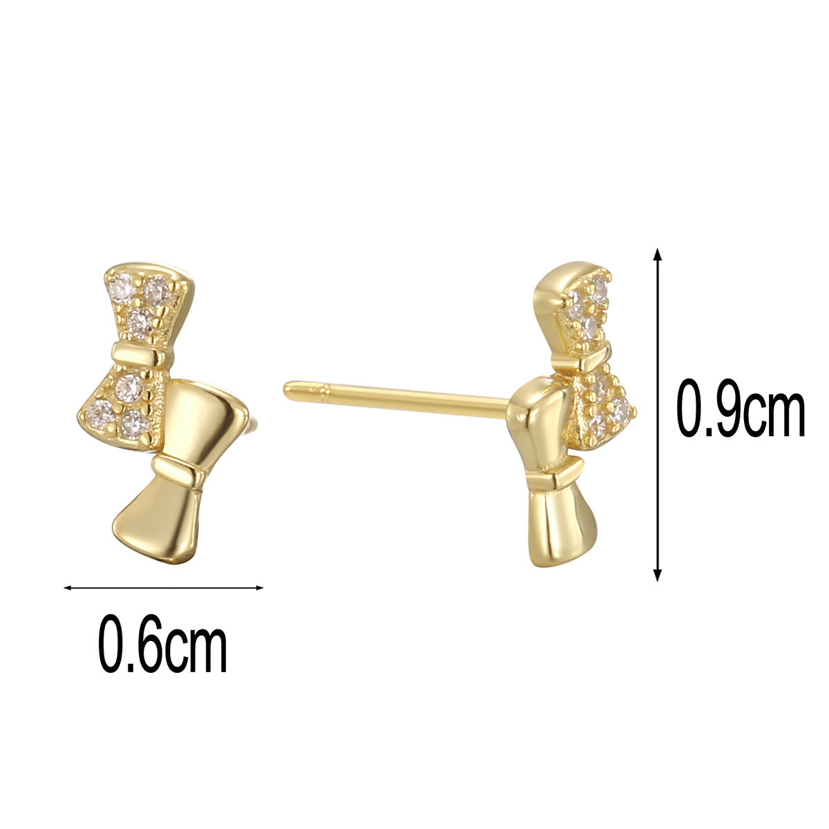 asymmetric bow studs with 9 by 6 mm measurements
