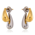 Stainless Steel Teardrop Earrings, Clover Studs and Link Bracelet — close-up of the teardrop form