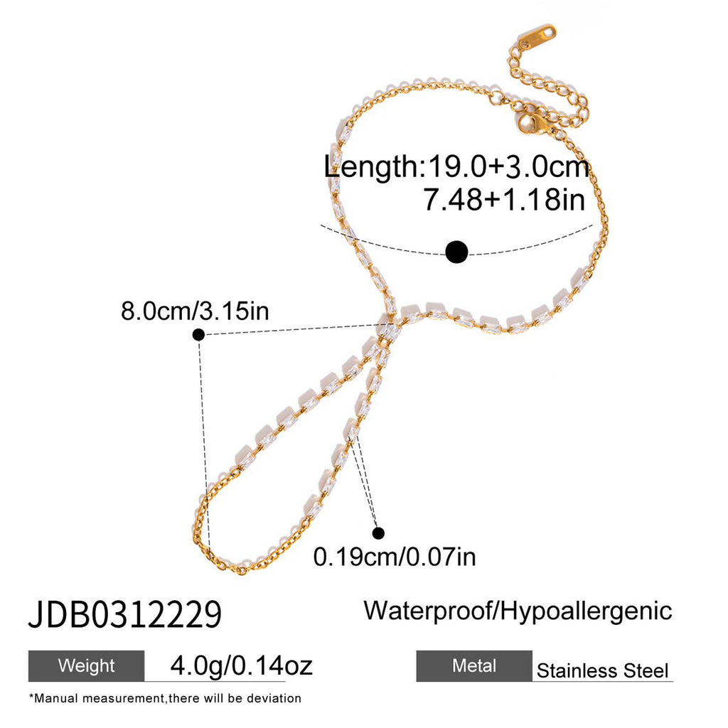 Hand chain measurement diagram and stone detail