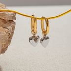 Stainless Steel Heart Earring Collection in Mixed Finishes styled product view