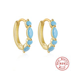 gold plated 925 sterling silver marquise stone huggie earrings — product image 5 of 9