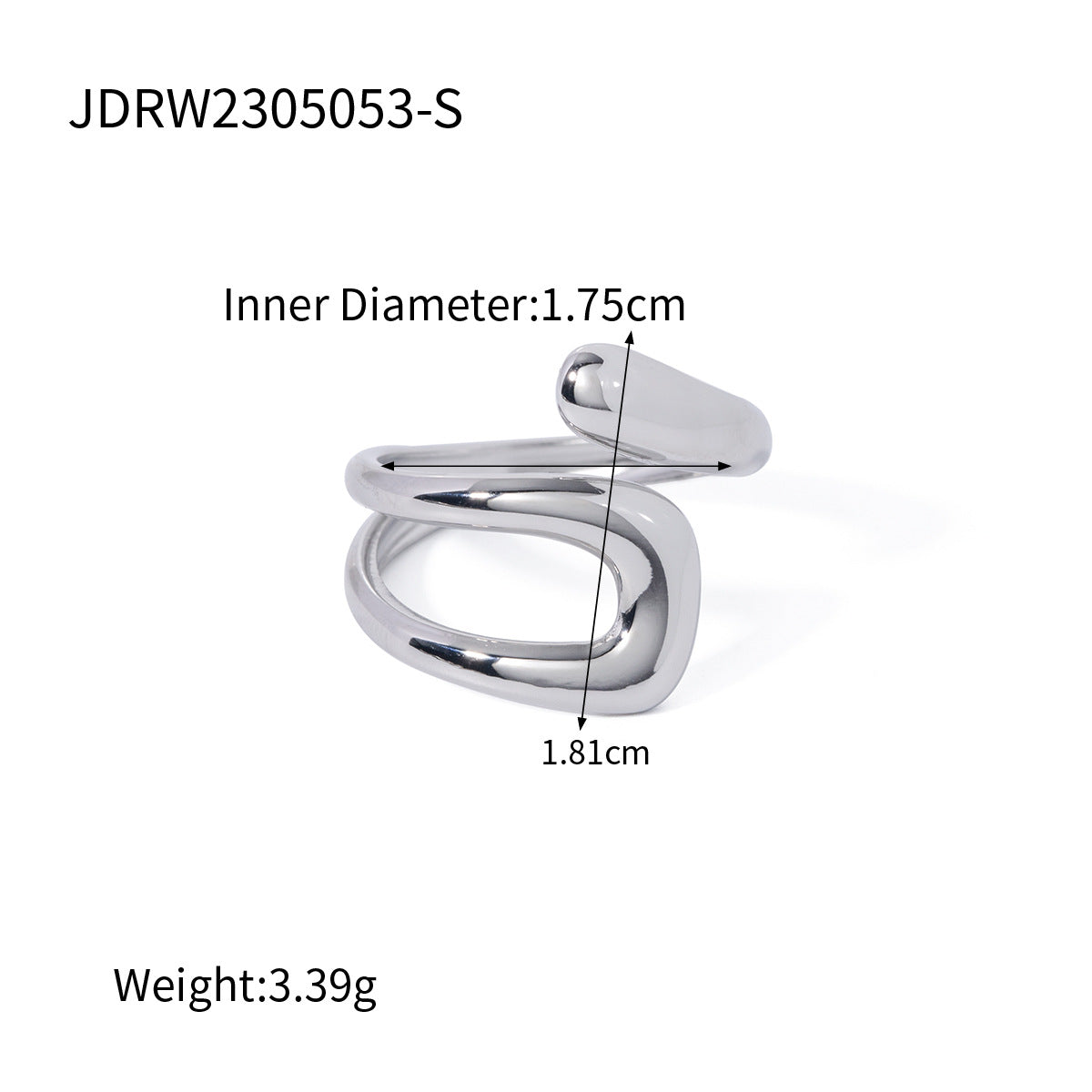 Polished loop open ring dimensions