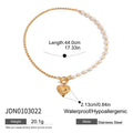 Gold-Tone Pearl-Look Heart Stainless Steel Necklace Collection – detail view