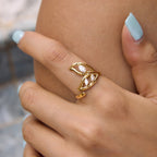 Leaf outline ring viewed from another hand angle