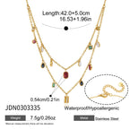 Multicolor necklace length and clasp measurement reference