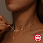model wearing the delicate floral zirconia drop necklace