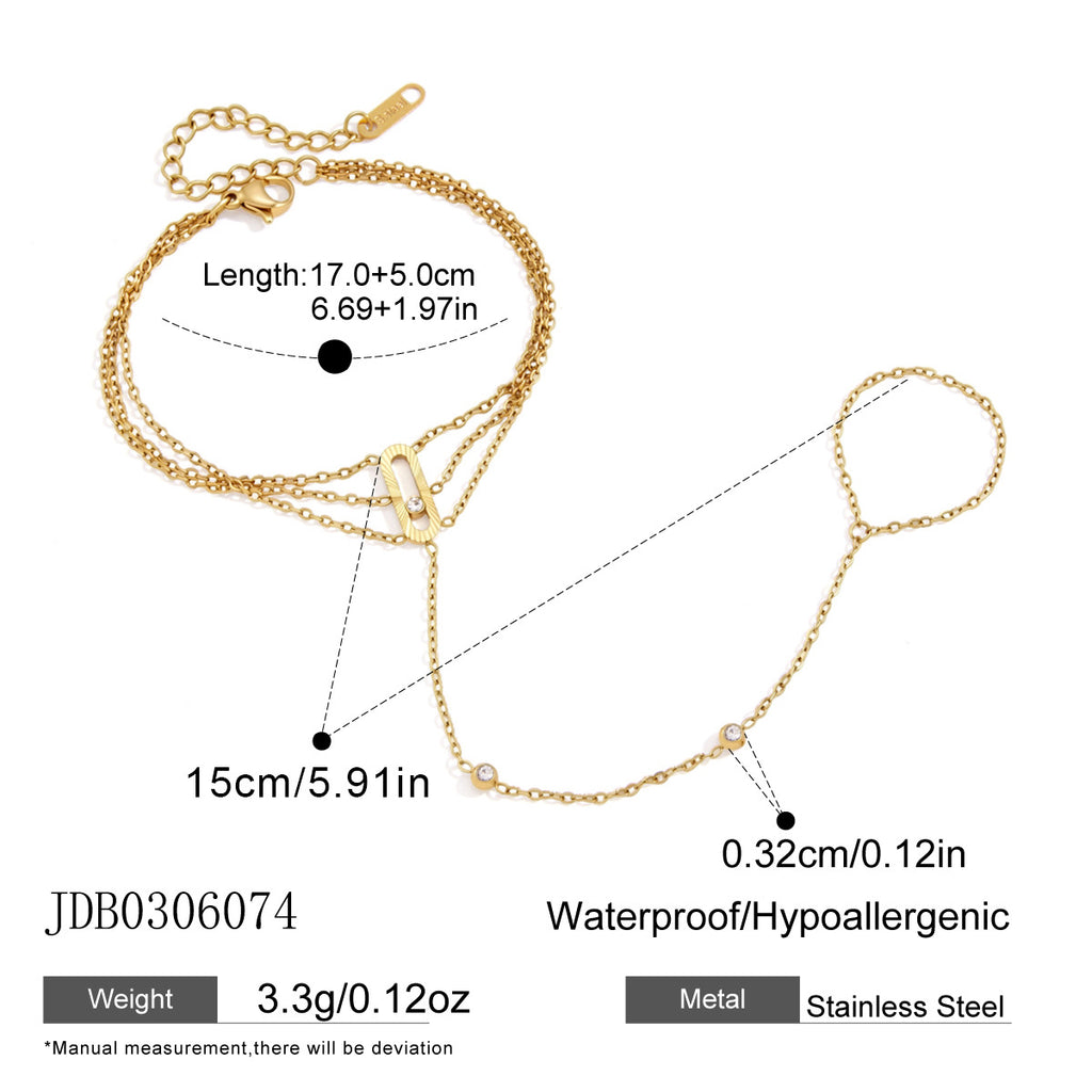 Hand chain bracelet with wrist length diagram