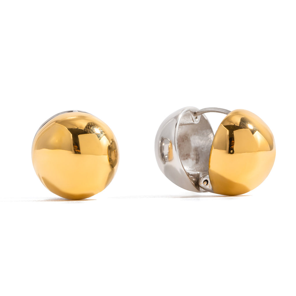 Two-Tone Half-Dome Stainless Steel Stud Earrings finish and shape detail