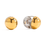 Two-Tone Half-Dome Stainless Steel Stud Earrings finish and shape detail