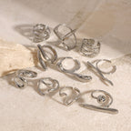 Polished silver stainless steel open ring assortment