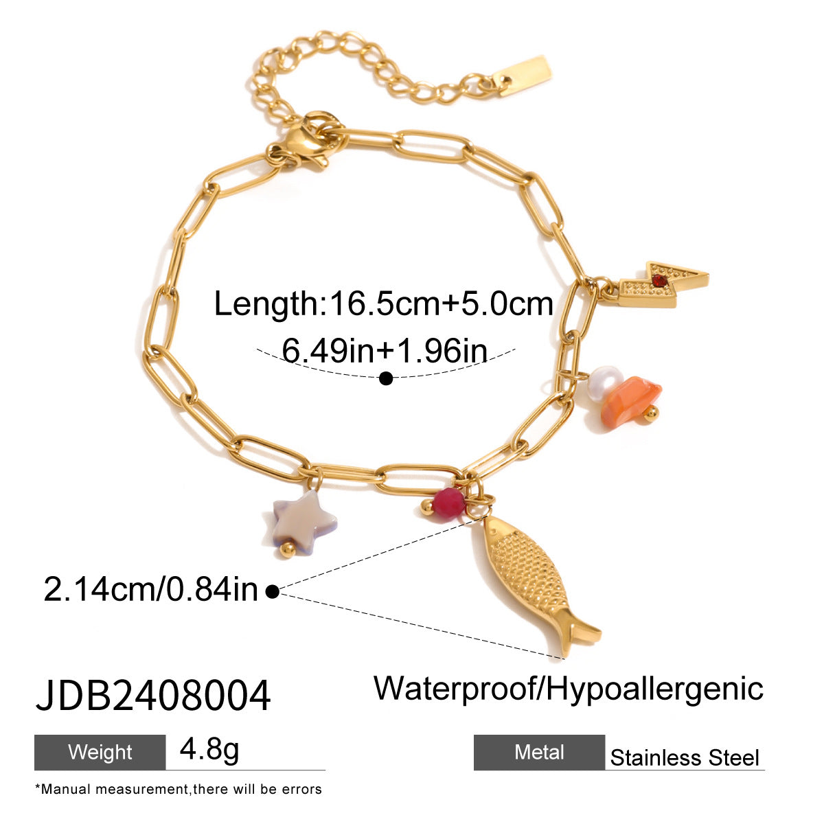 Gold Plated Stainless Steel Ocean Charm Bracelet Collection — product reference