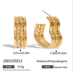 Wholesale Gold-Tone Stainless Steel Hoop and Teardrop Stud Earring Collection - finish detail