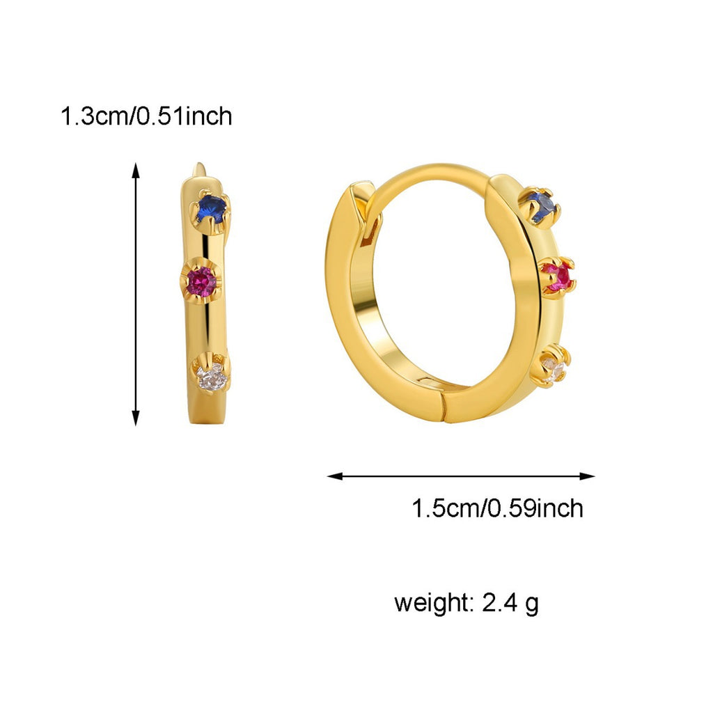 multicolor stone huggie earrings with dimensions and weight