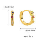 multicolor stone huggie earrings with dimensions and weight