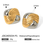 Two-Tone Textured Knot Stainless Steel Stud Earrings – product view 5