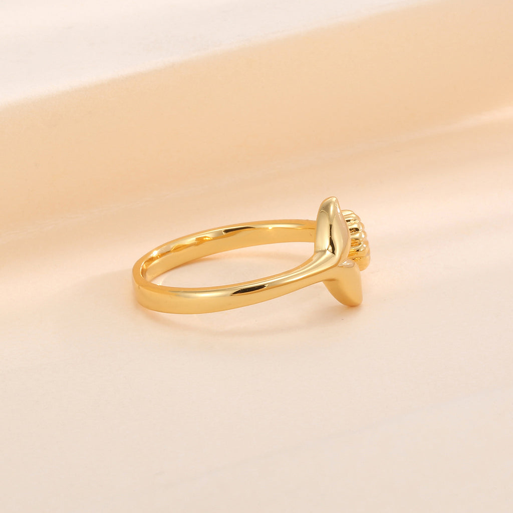 side profile of the adjustable gold plated ocean open ring