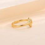 side profile of the adjustable gold plated ocean open ring