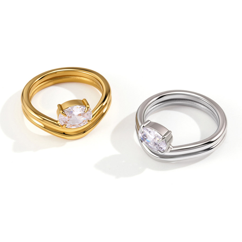 Gold tone and silver tone ring options on white