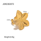 Five-petal flower ring with face dimensions