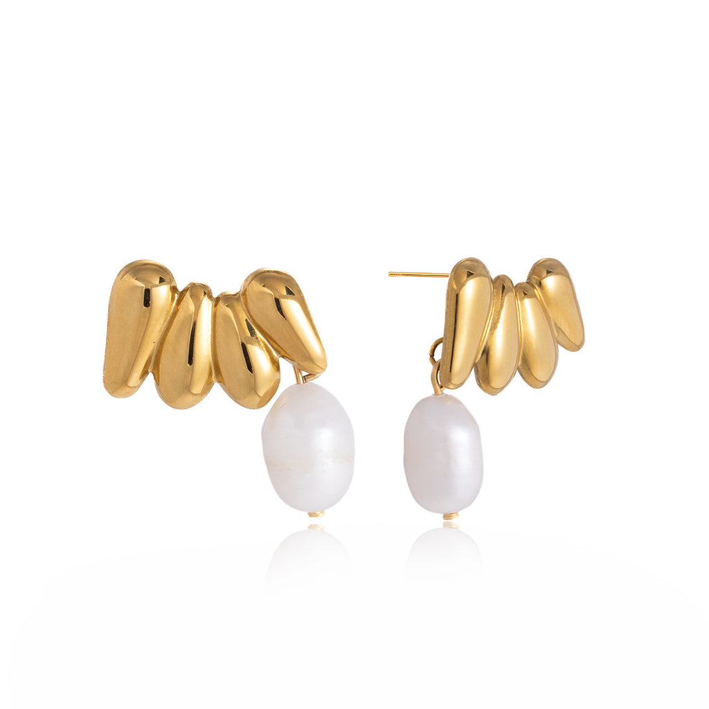 Stainless steel cluster tops with white pearl drops