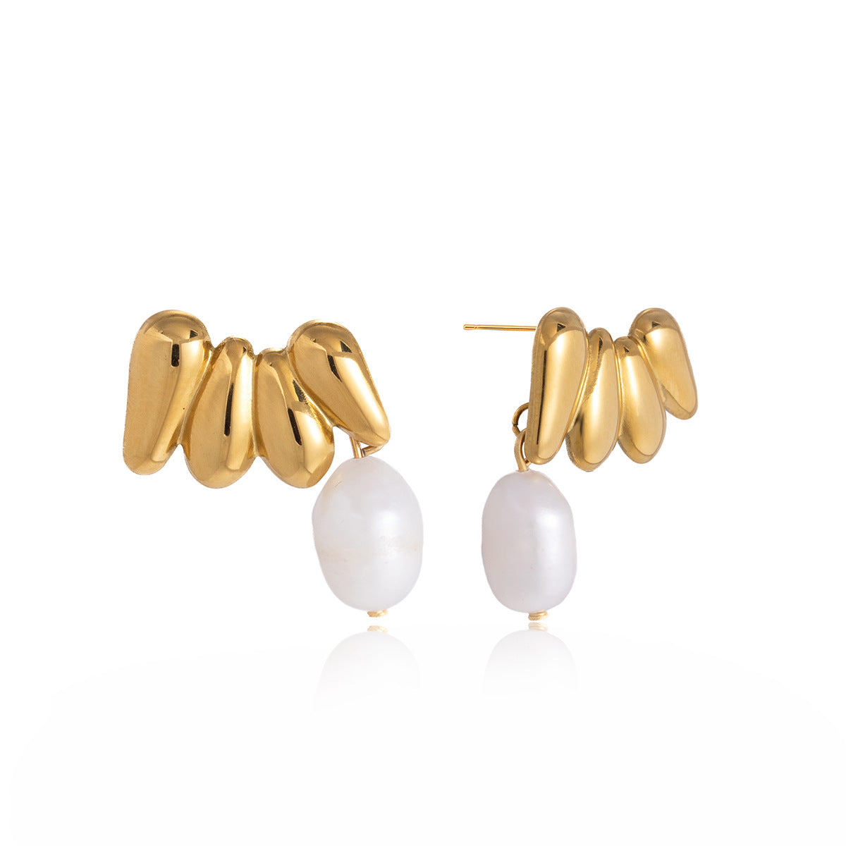 Stainless steel cluster tops with white pearl drops
